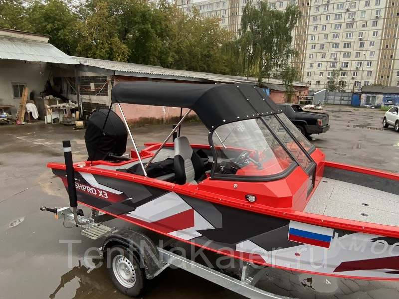 Ходовой тент на катер Волжанка X3 2 Ходовой тент на катер Волжанка X3 2